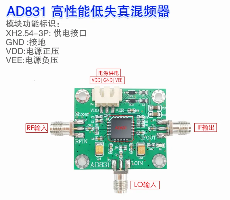 

AD831 High-performance, Low-distortion, High-frequency Mixing Module, Active Mixer, Down-mixing Inverter