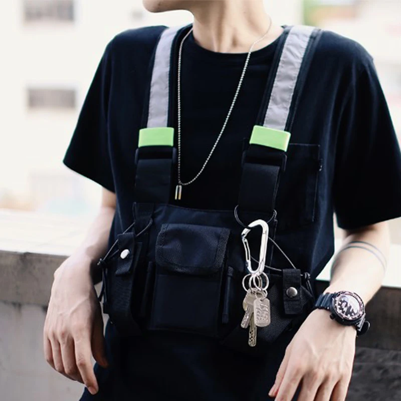 Модная нагрудная сумка камуфляжная тактическая жилетка с ремнем спереди кобура