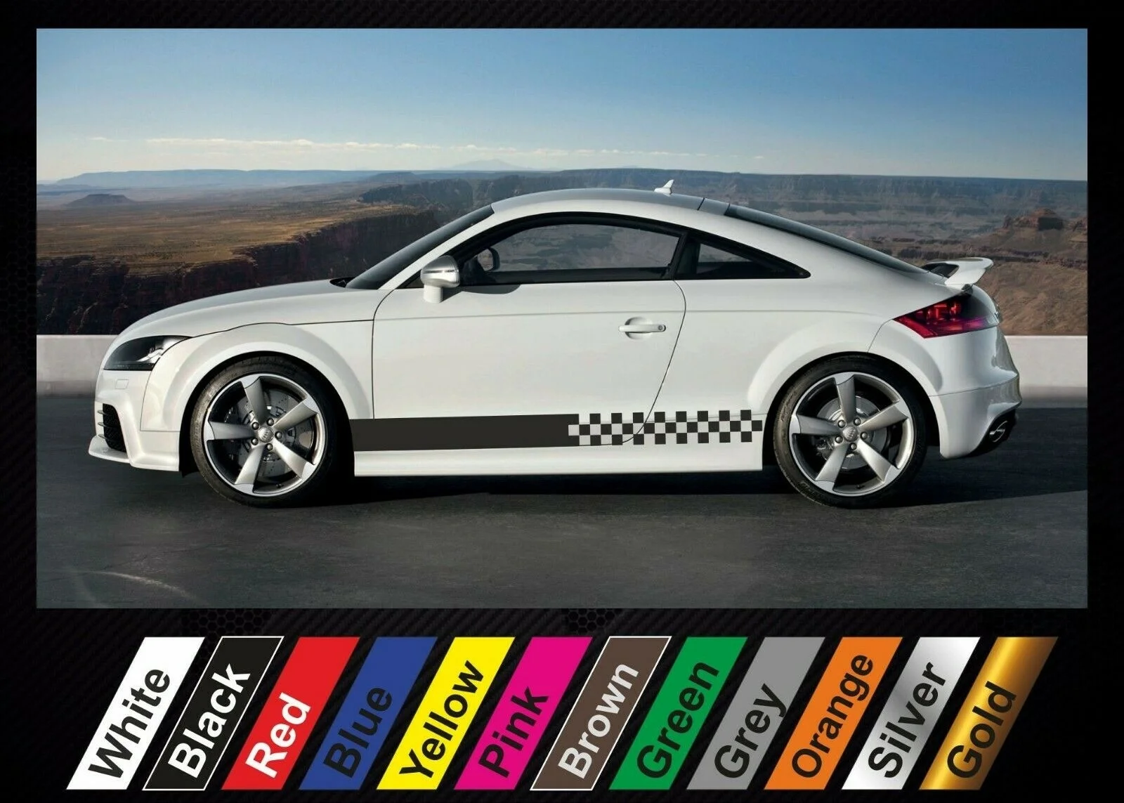 

For 2pcs stickers Audi TT RS graphics side stripe decal sticker #26