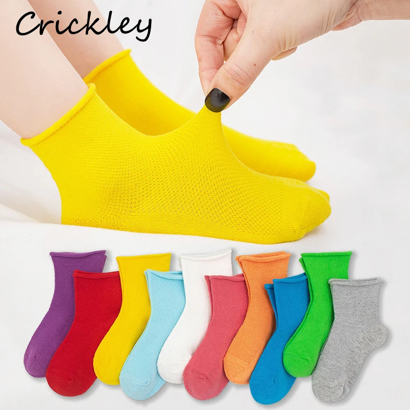 

Spring Summer Solid Kids Socks Mesh Curling Candy Color Boys Girls Ankle Socks Cotton Soft Breathable Toddler Children Socks