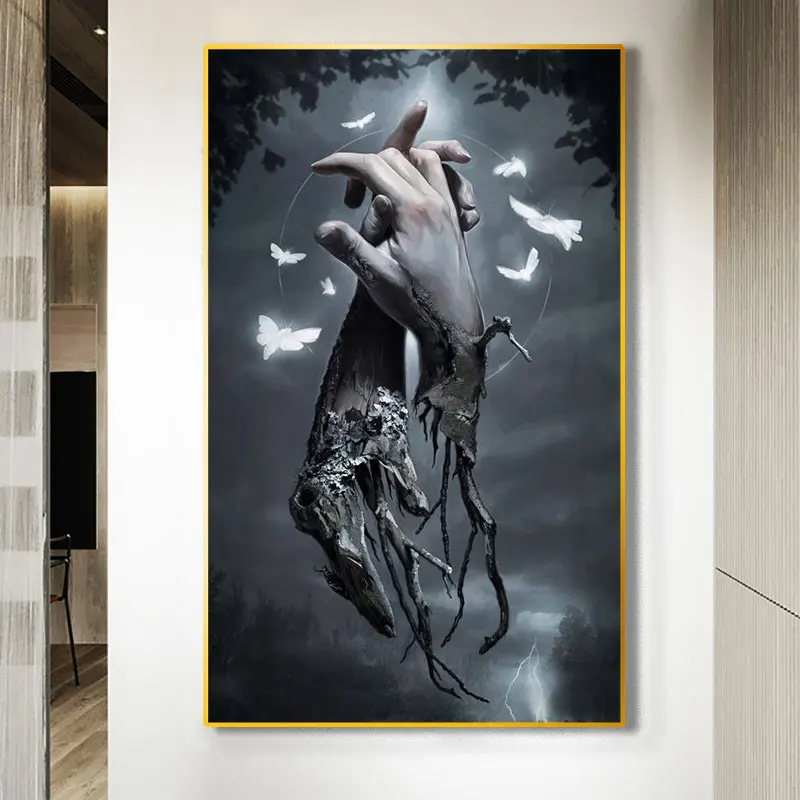 

Lovers Hands Dark Art Posters and Prints Nordic Wall Art Canvas Painting Abstract Decorative Picture Living Room Home Decor