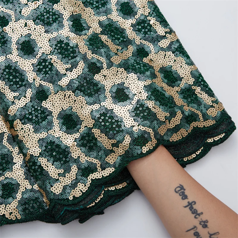 

Kalume African Tulle Lace Fabric 5 Yards Christmas Sequins Nigerian Velvet Lace Fabric High Quality 2021 For Sewing Dress F2648