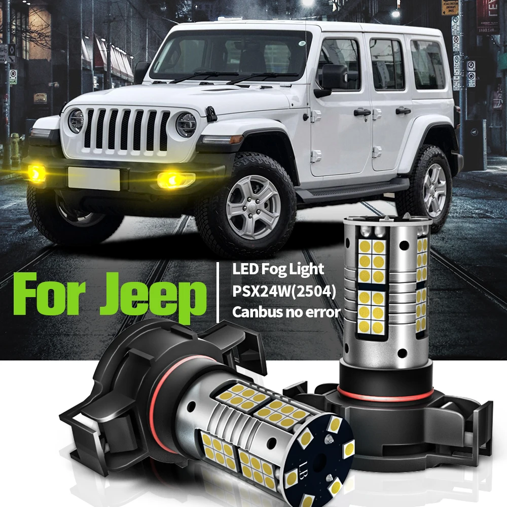 Светодиодные противотуманные фары Canbus PSX24W 2504 для Jeep Grand Cherokee Patriot Wrangler 3 JK 4 JL 2010 2011