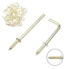 50 шт латунный прямоугольный винтовой крючок светильник крючок L-образной формы, Золотой крючок для подвешивания чашек, рубашек, винтов для фоторамки