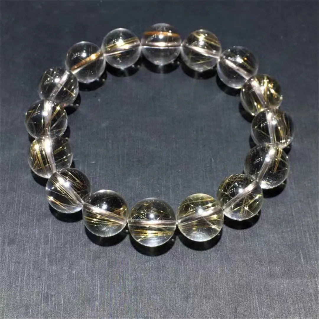 

13 мм натуральный Серебряный брукит Платина рутилированный кварцевый браслет ювелирные изделия для женщин мужчин богатство исцеление хрус...