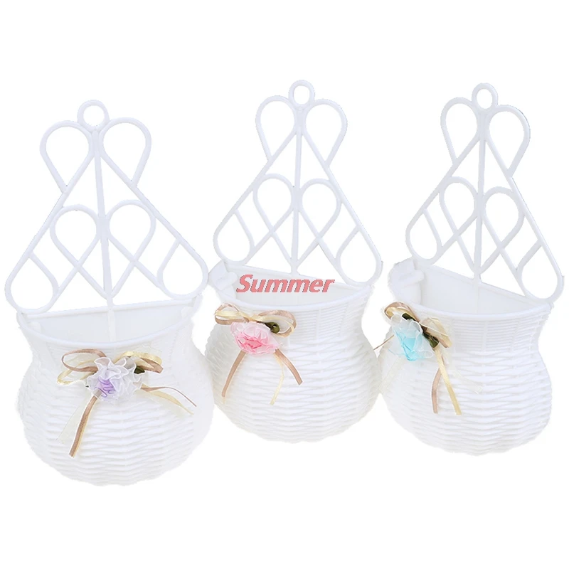 

Hot Flower Hanging Basket Vase Rattan Wall Hanging Small Artificial Rattan Flower Basket For Home Decoration Color Random