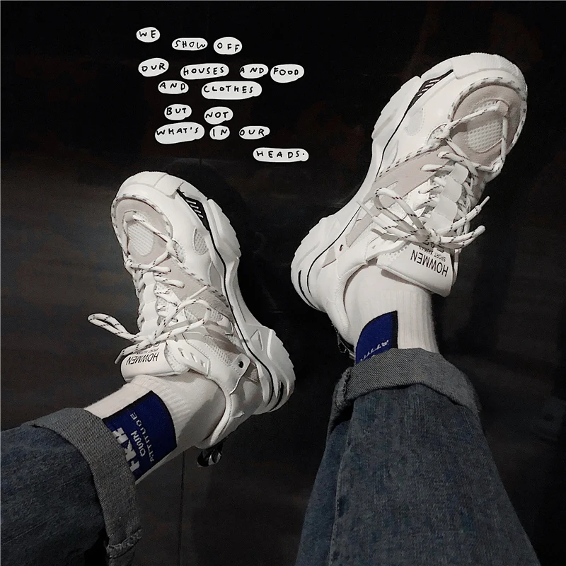 Мужская повседневная обувь из вулканизированной ткани на плоской подошве белые