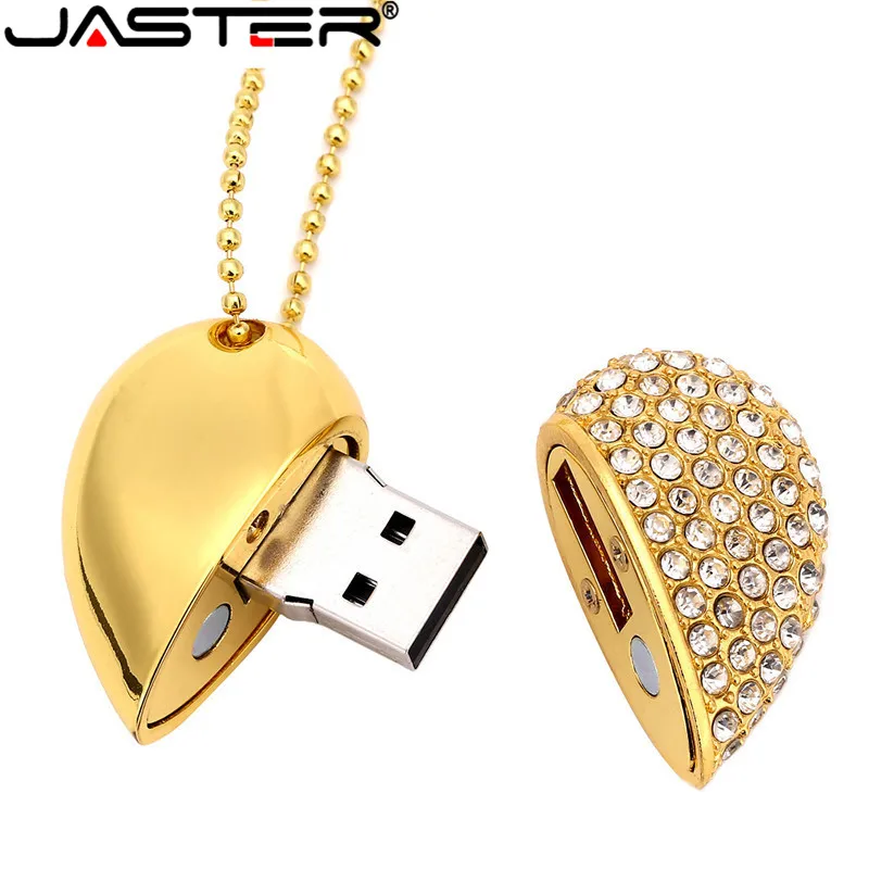 USB флеш накопитель в форме сердца JASTER металлический с цепочкой 4 ГБ 8 16 32 64 карта