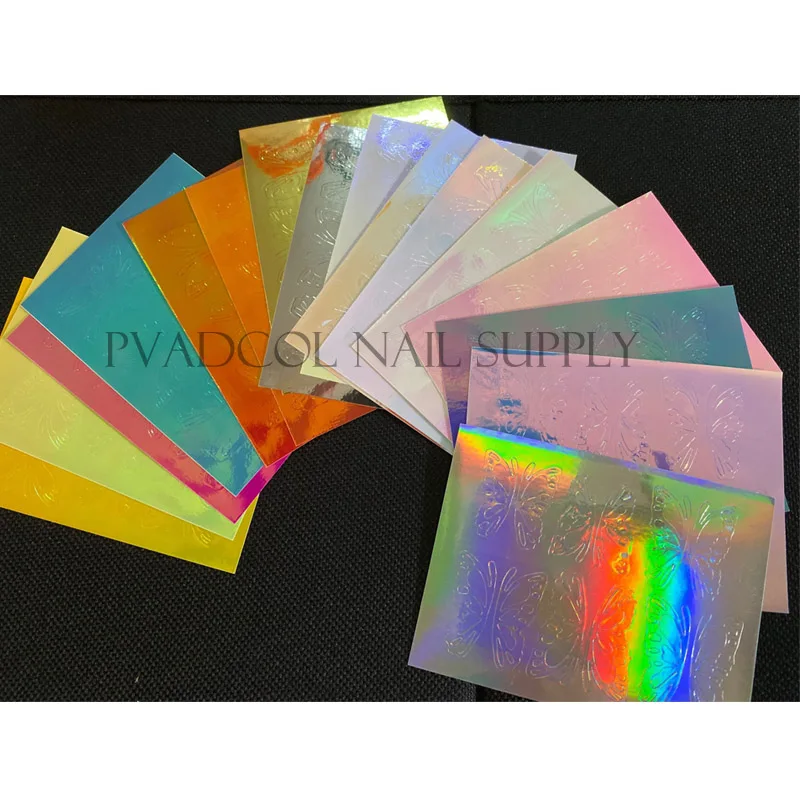 Бабочка ногтей крылья голографическая 3D наклейки для переводная картинка