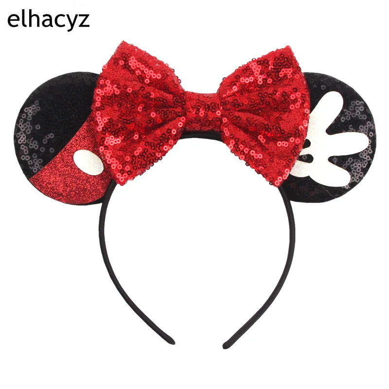 1 шт. шикарная блестящая повязка на голову с бантом и ушками мыши женская модная