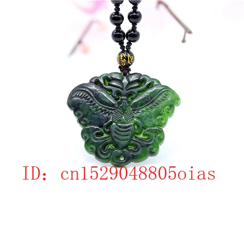 Натуральный черный китайский нефрит обсидиан бабочка кулон ожерелье Шарм
