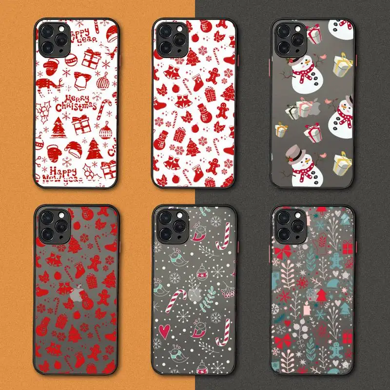 

Merry Christmas Phone Case black matte transparent For iPhone 7 8 x xs xr 11 12 pro plus mini max Clear Funda