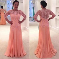 lace chiffon mother of the bride groom dress 34 long sleeves a line evening wedding party dresses formal prom gowns