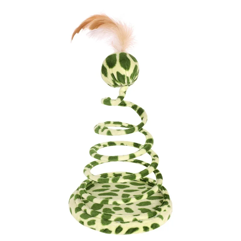 Забавная интерактивная игрушка в форме мяча для кошки Весенняя змея с пером