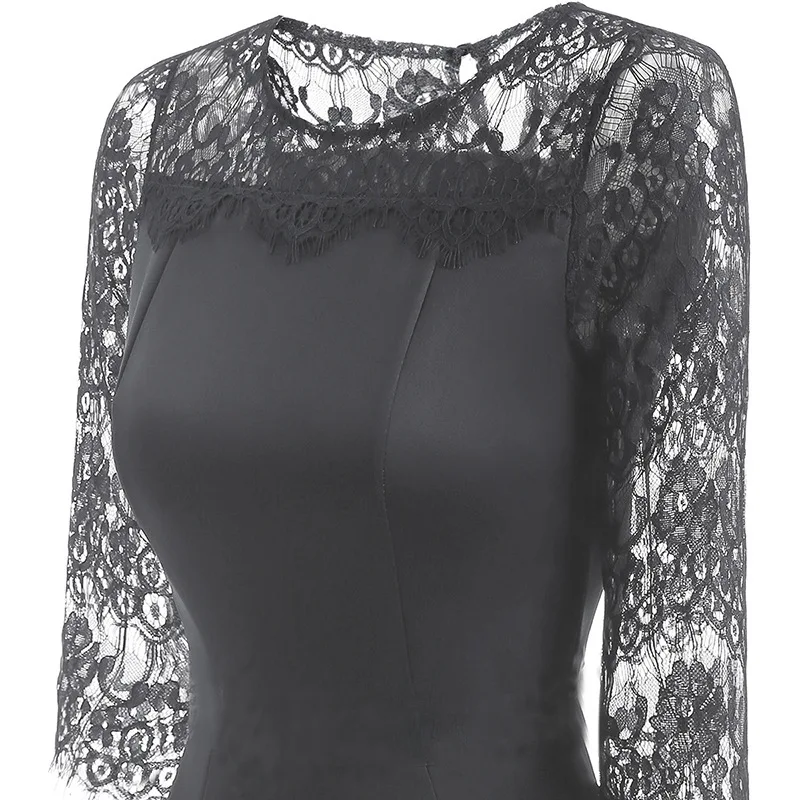 

Tmwevn Lady Style Slim Fit Hip 7-Sleeve Women's Fall Lace Fishtail Dress Party Dress Bodycon Dress Sexy Dress