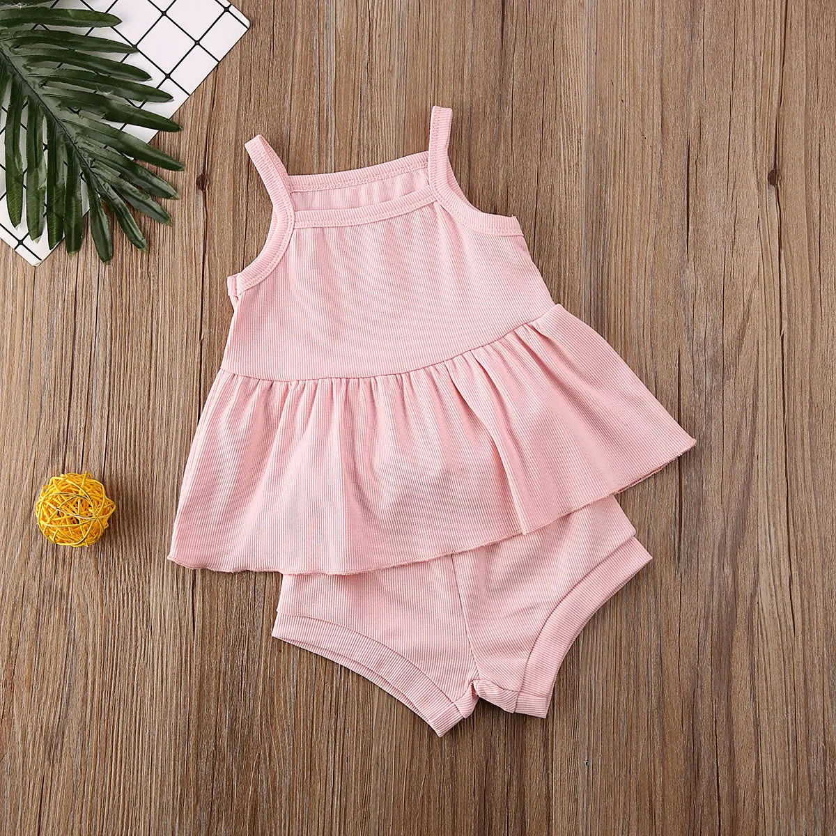 Милые однотонные летние хлопковые топы без рукавов и шорты для принцессы