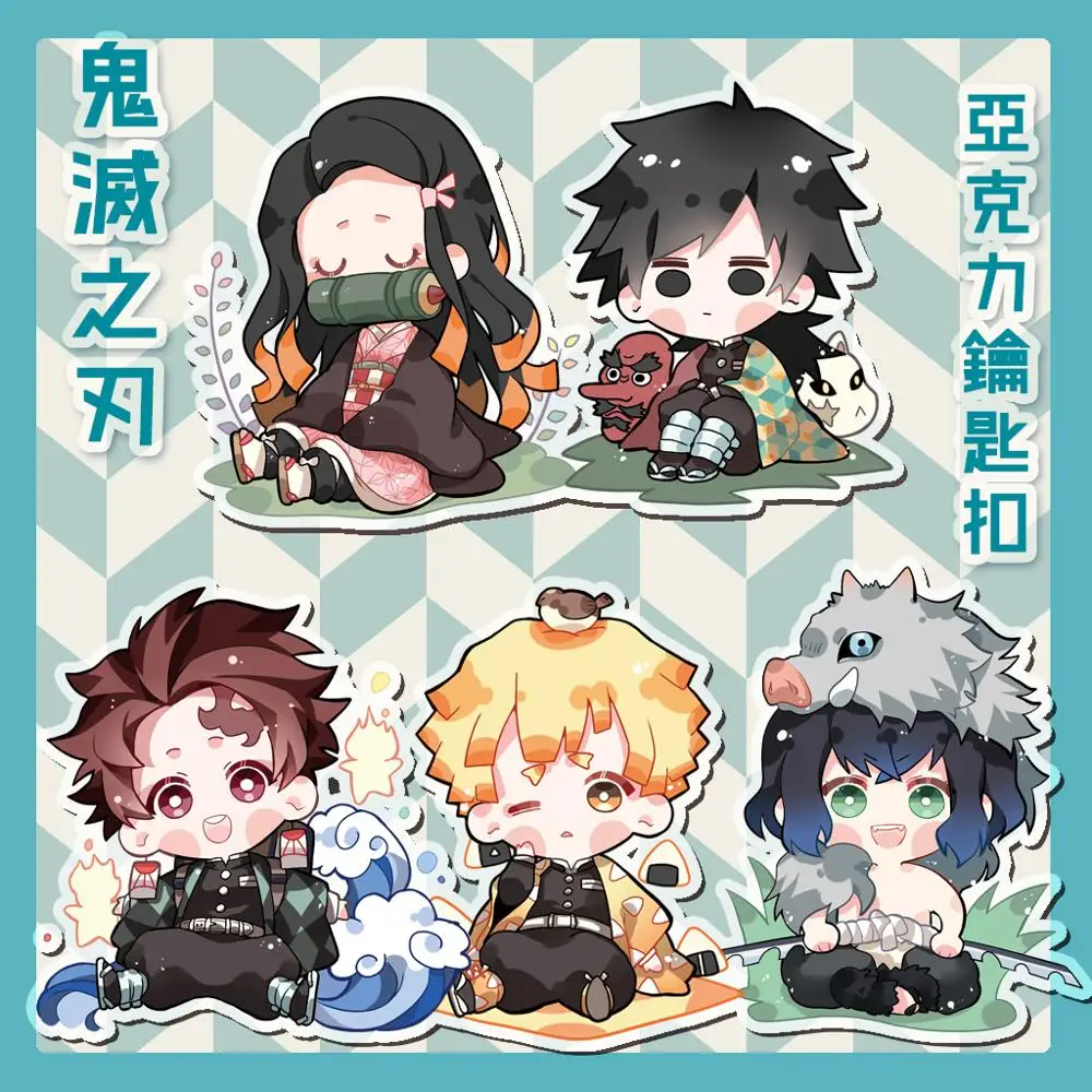 Аниме Demon Slayer: Kimetsu no Yaiba Agatsuma Zenitsu Kamado Nezuko Косплей акриловая фигурка брелок