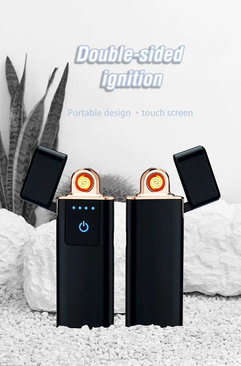 Двусторонняя зажигание USB электрическая зажигалка для сигарет ветрозащитные Плазменные дуговые зажигалки Вольфрамовая нагревательная катушка Зажигалка гаджеты для мужчин