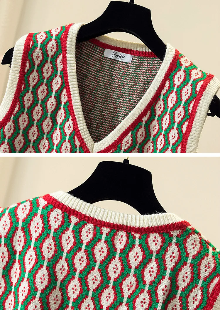

Vintage Knit Tank Tops Sleeveless Sweater Vest Women Patchwork V Neck Loose Oversized Pullover Vest 2021 Spring Warm Casual Tops