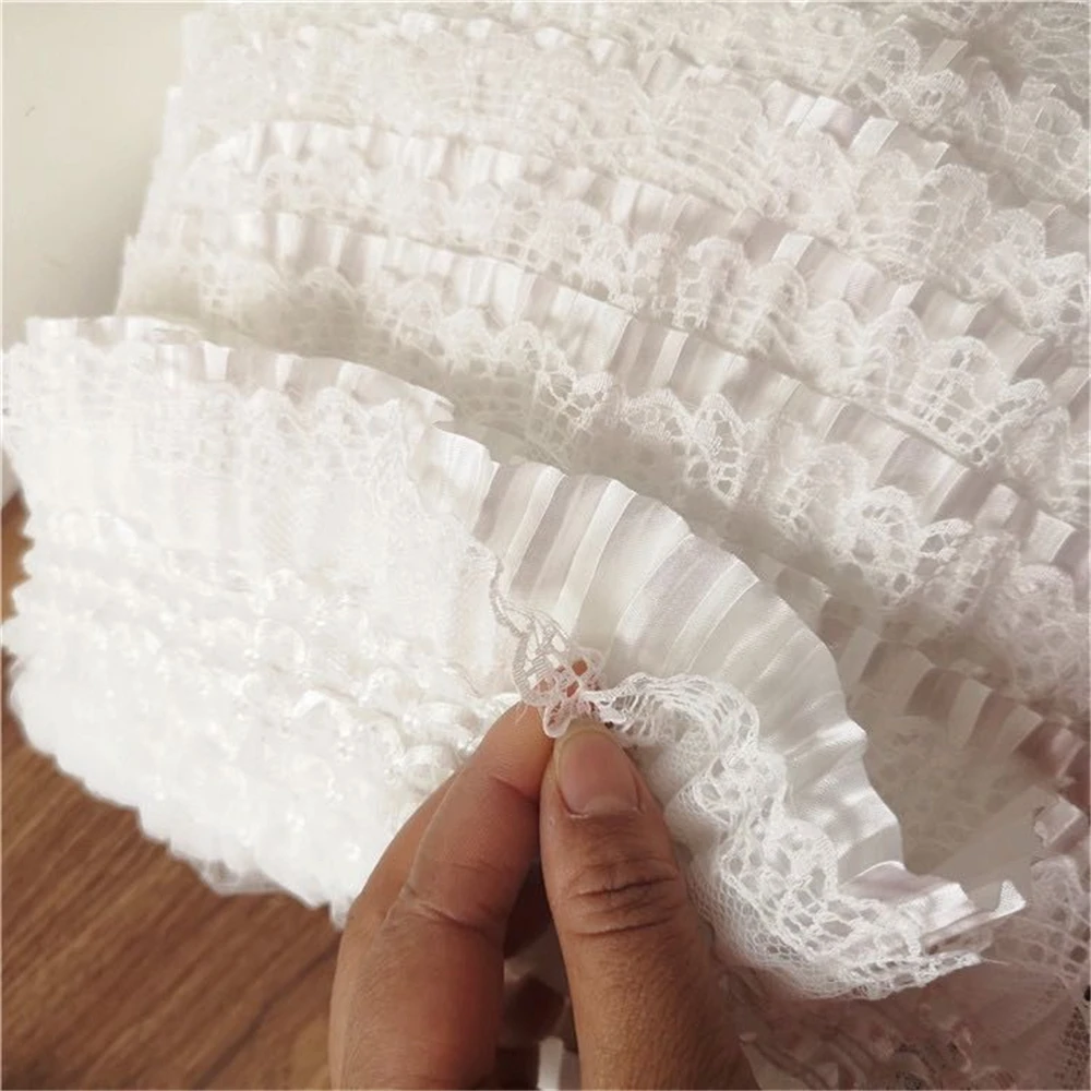 1 ярд белая эластичная кружевная отделка лента с цветами украшение для