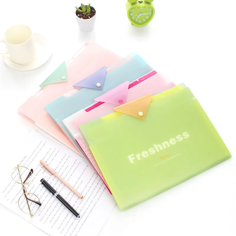 5 карманов А4 файл документов сумки милые портативные пряжки хранения