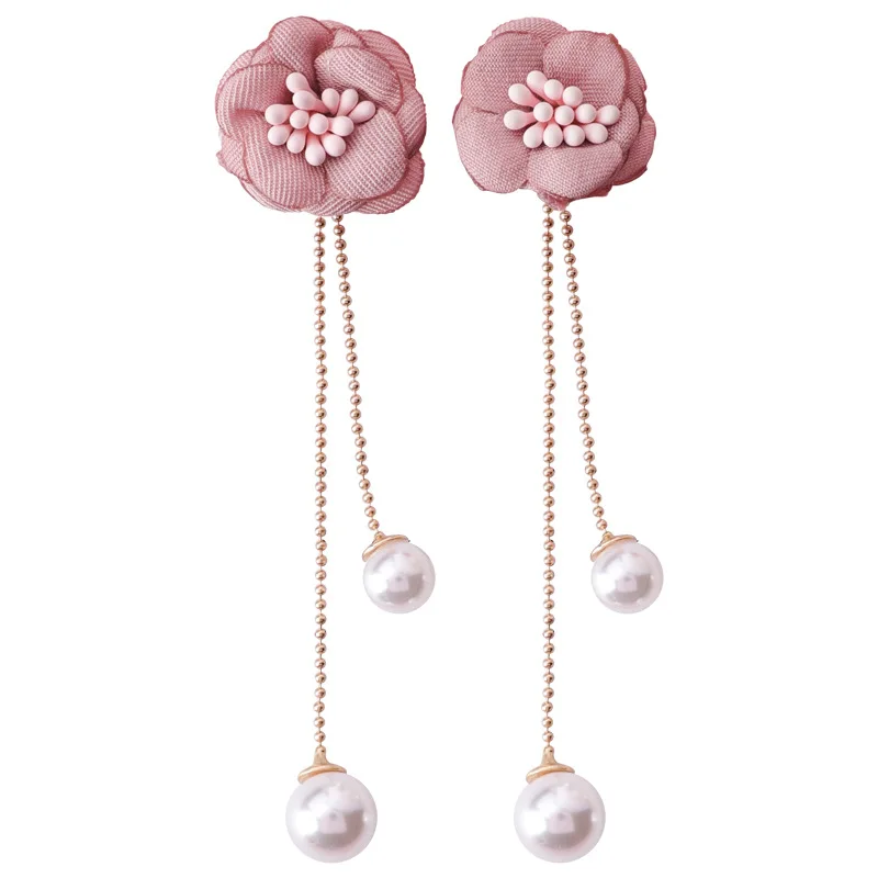 Милые акриловые серьги с розовыми цветами для женщин висячие подвески летняя