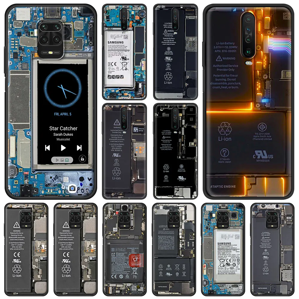 

Motherboard Circuit Board Phone Case For Xiaomi Redmi Note 9S 9 8 10 Pro 7 8T 9C 9A 8A K40 Soft Silicone Black Cover Couqe Capa