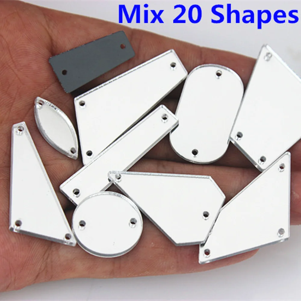 20 шт. стразы разных размеров для шитья прозрачные серебряные со стразами