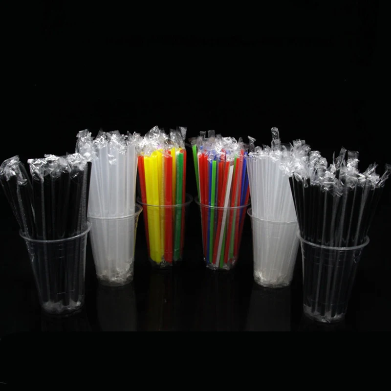 100pcs/pack Individually Packing Plastic Drinking Straws Party Cocktail bar accessories | Дом и сад