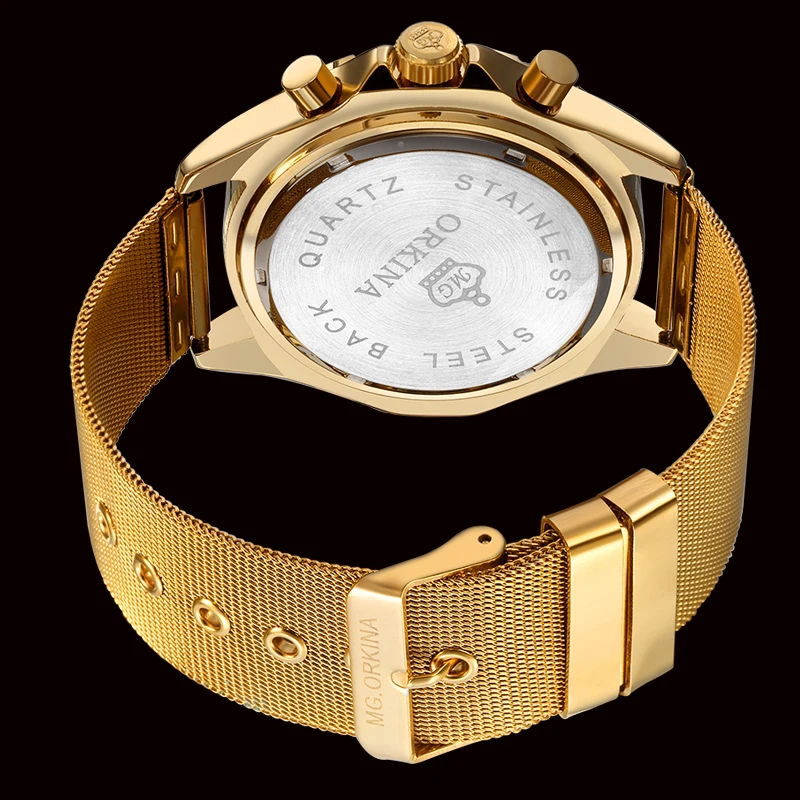 2020 Известный люксовый бренд золотые мужские наручные часы из нержавеющей стали с