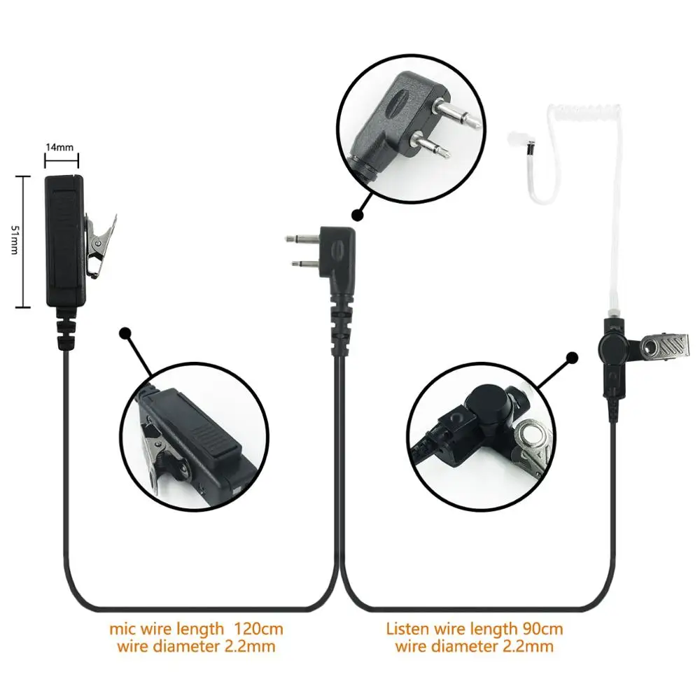 VBLL Акустическая трубка для видеонаблюдения гарнитура наушник с микрофоном PTT