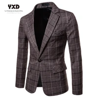 plus size 4xl fashion mens suit jacket business casual suits for man british style check blazers slim fit men blazer social coat