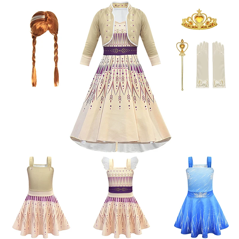 Платье принцессы Эльзы для девочек Детский костюм косплея на Рождество и день