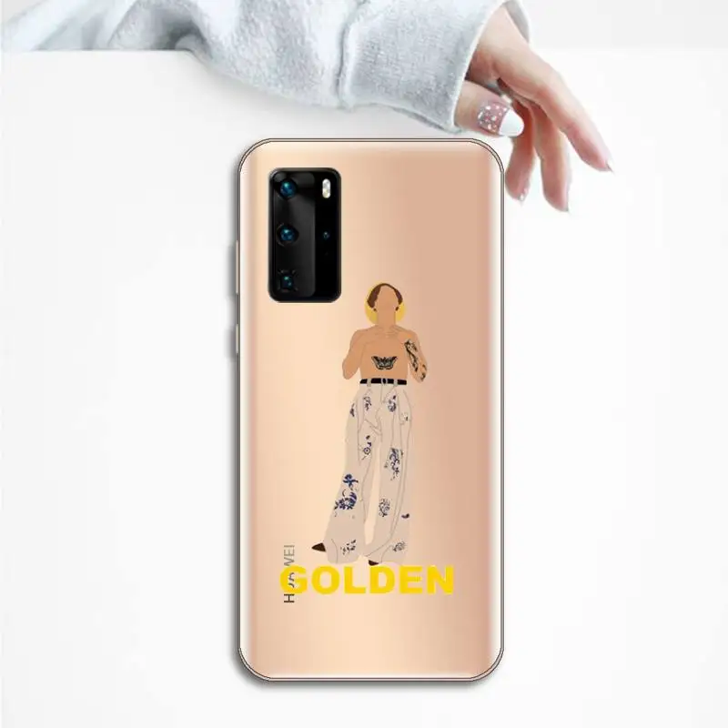 

Harry Styles Gold Phone Case Transparent for Huawei P20 P30 P40 honor 8 10i P smart 2019 Samsung A71 A21S S10 20 plus