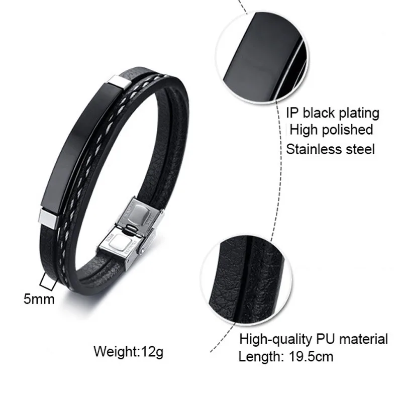 Персонализированный классический браслет из натуральной кожи для мужчин и