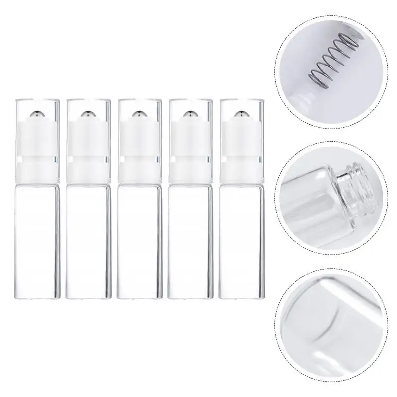 

5pcs Portable Mini Refillable Perfume Dispenser Glass Roller Bottle Essential Oil Bottle