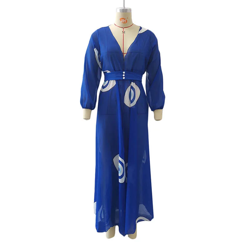 Женское шифоновое платье-накидка с длинным рукавом и красивым принтом | Женская