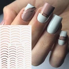 3D линии, наклейки для ногтей сделай сам, розовые, золотые металлические полосы, наклейки, изогнутые Слайдеры для ногтей, самоклеящиеся полосы, украшения для дизайна ногтей