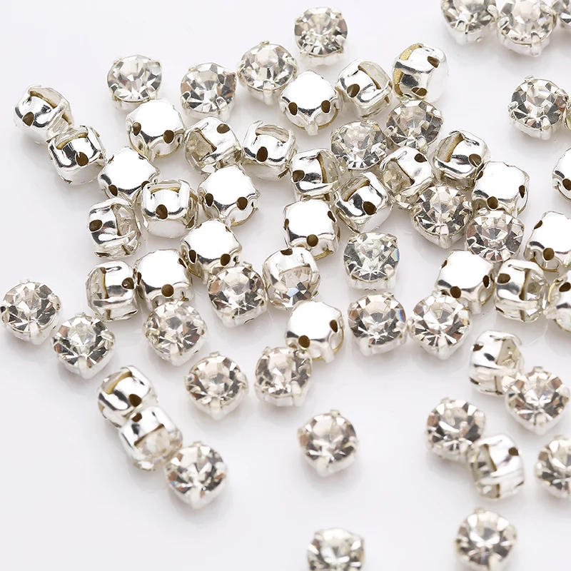 Sliver Crystal Продаем при потере, высокое качество, 3-10 мм, серебристые коготь, пришитые стразы, прозрачный кристалл, цвет, серебряная основа, камень для пришивания, сделай сам, украшение - Цвет: Sliver Crystal