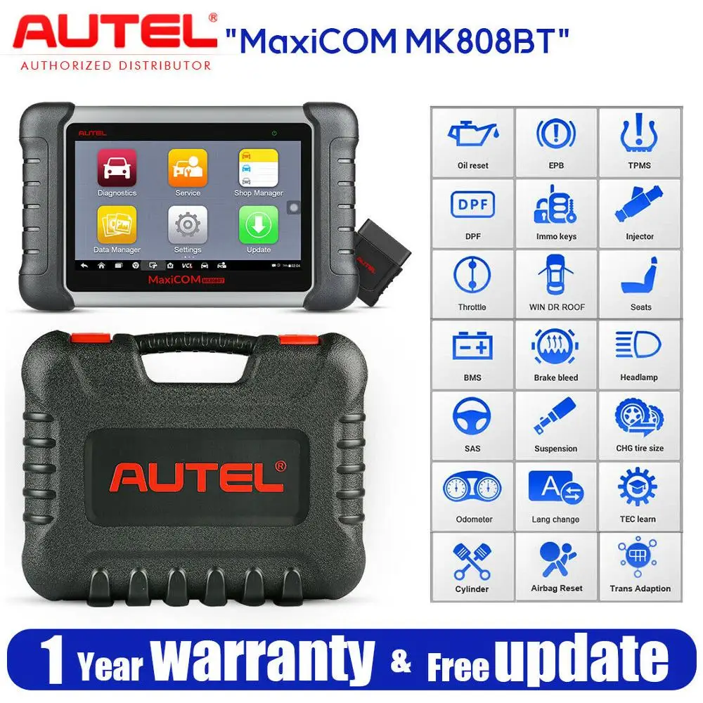 Сканер OBD2 Autel MaxiCOM MK808BT диагностический инструмент с поддержкой полной
