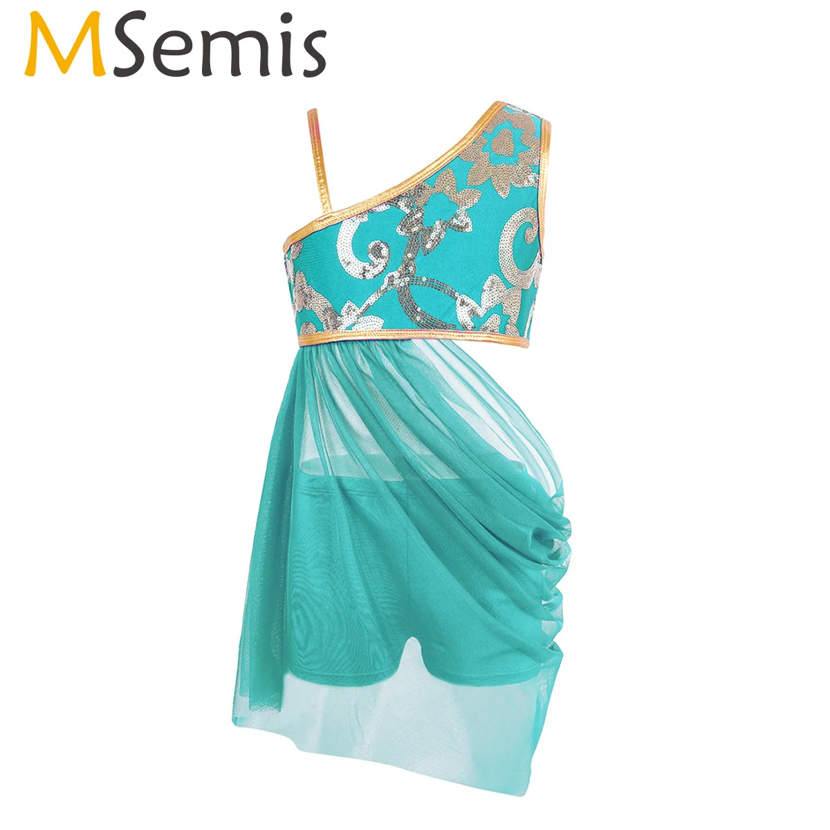 Детская балерина на одно плечо с цветочным принтом и блестками балетная юбка для