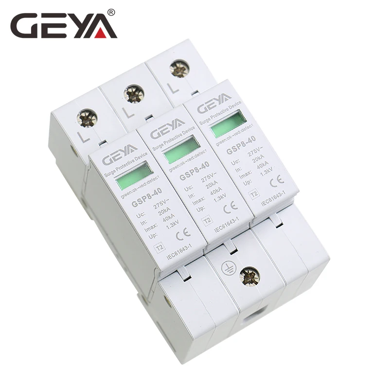 GEYA GSP8-3P Электрический стабилизатор напряжения 275 В 385 в 400 в 440 В 40KA SPD дом стабилизатор напряжения ЕС
