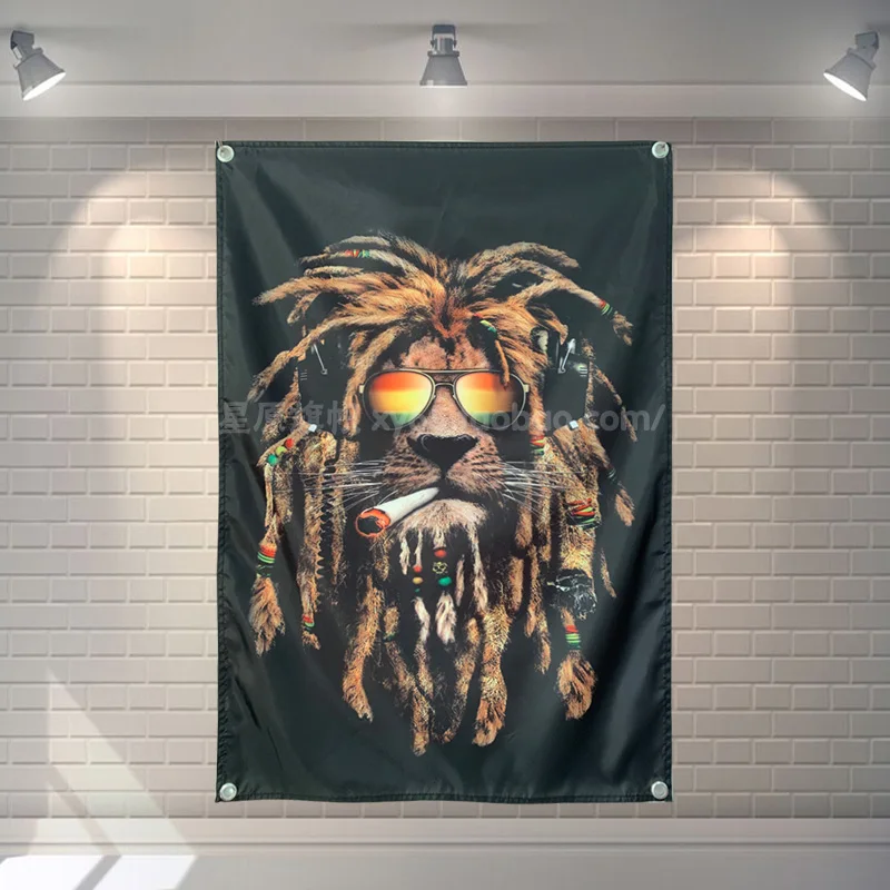 

Плетеные баннер, флаг Лев музыкальная рок-группы регги, Ямайка