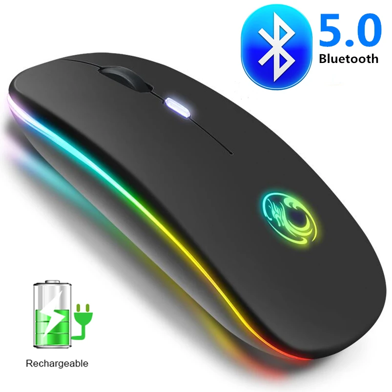 

Wireless Mouse RGB Bluetooth 5.0 Mouse Computer Mouse Ergonomic Silent Mause Rechargeable Luminous Optical Mice For PC Laptop