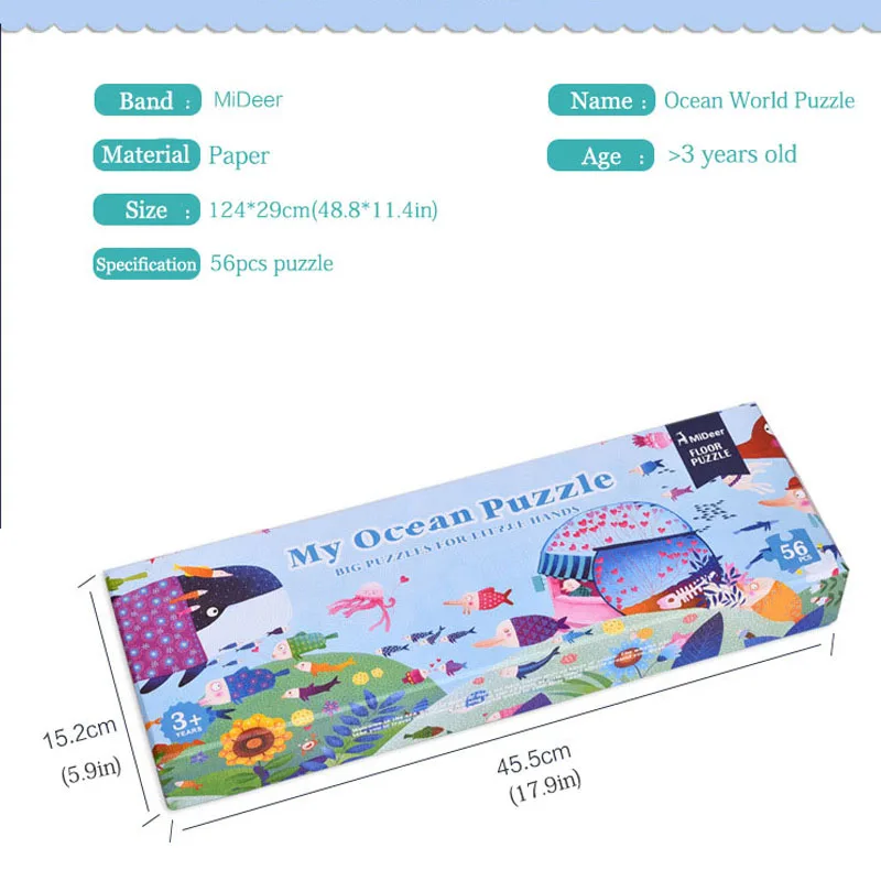 

MiDeer Baby 56PCS Puzzles Educational Toys 1.24M Paper Giant Floor Ocean World Animals 3Y+ Baby Gifts