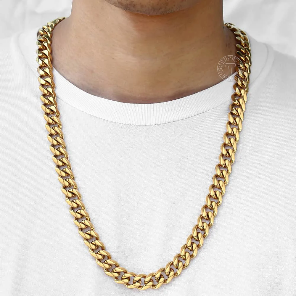 

316L Stainless Steel Curb Necklace for Men 15mm 20-24inch Gold Color Heavy Link Chain Mens Necklaces Jewelry Gift Fashion LHN113