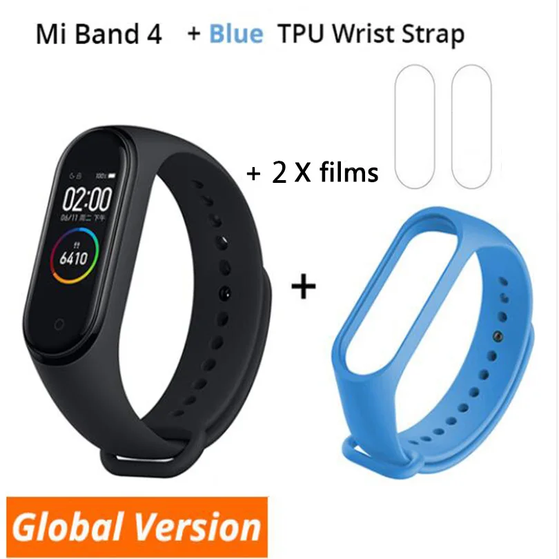 B4 n film n blue Xiaomi mi-браслет 4 Smart Bluetooth 5,0 mi Band 4 Браслет фитнес-браслет AMOLED сенсорный экран Музыка AI сердце - Цвет: B4 n film n blue