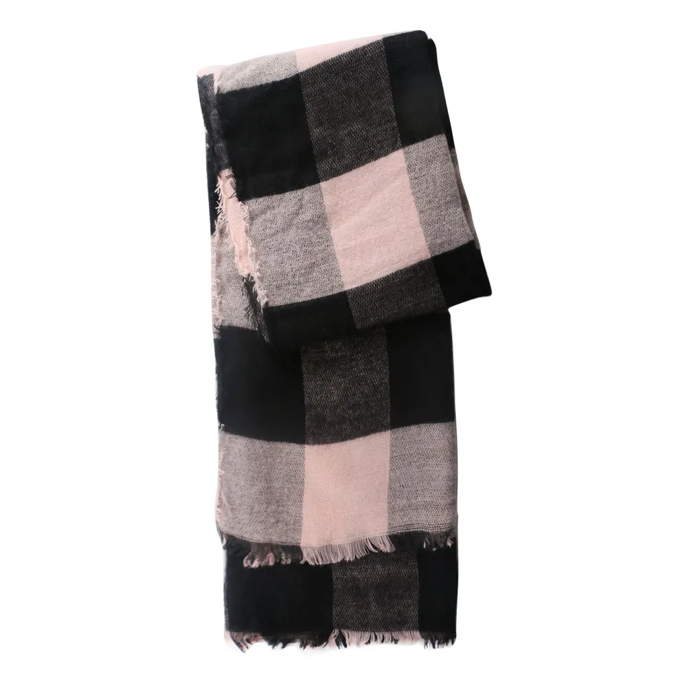Женский шарф в клетку шерстяная Классическая накидка унисекс из акрила вязаное