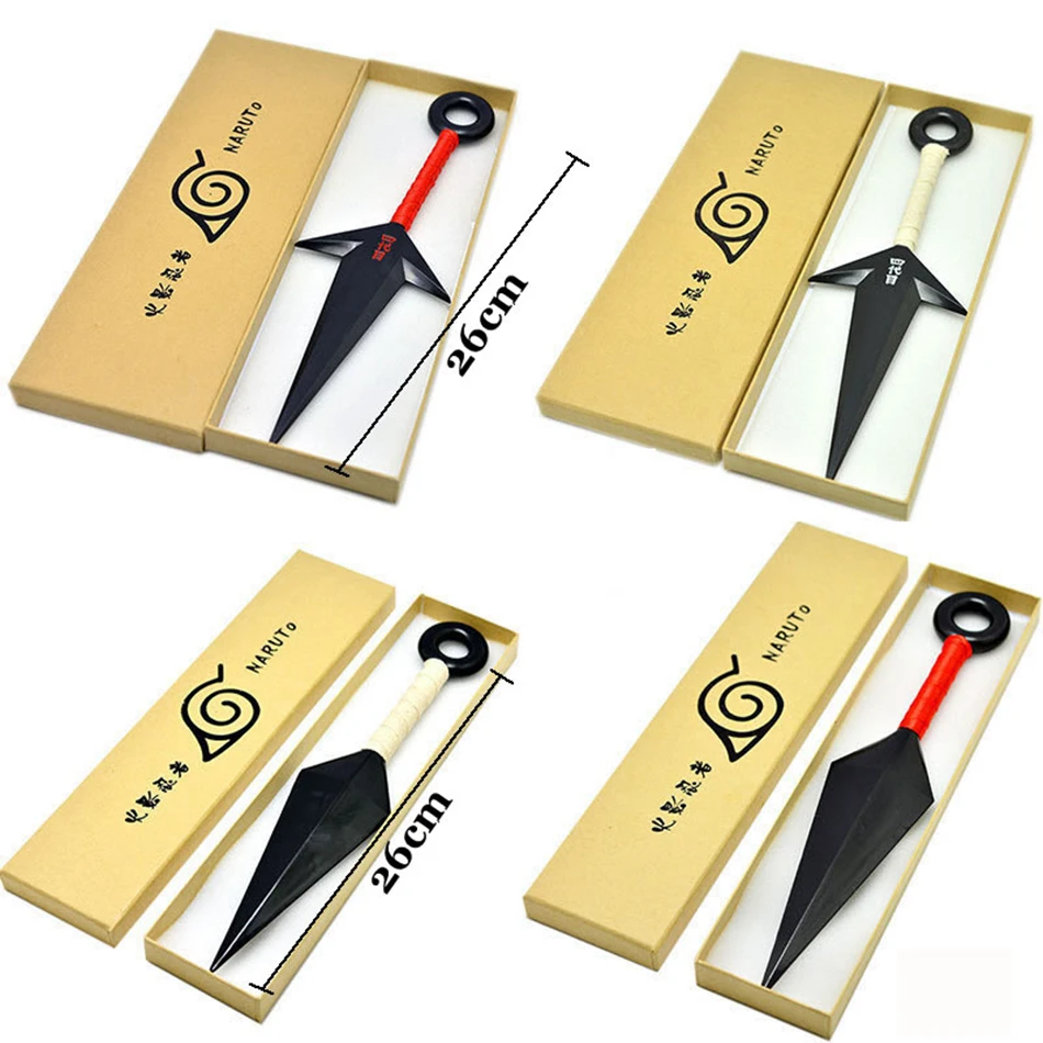 

26cm Anime Naruto Kunai Weapon Action Figures Cosplay Accessories Uzumaki Kakashi Prop Collection Plastic Model Kids Toy Gift