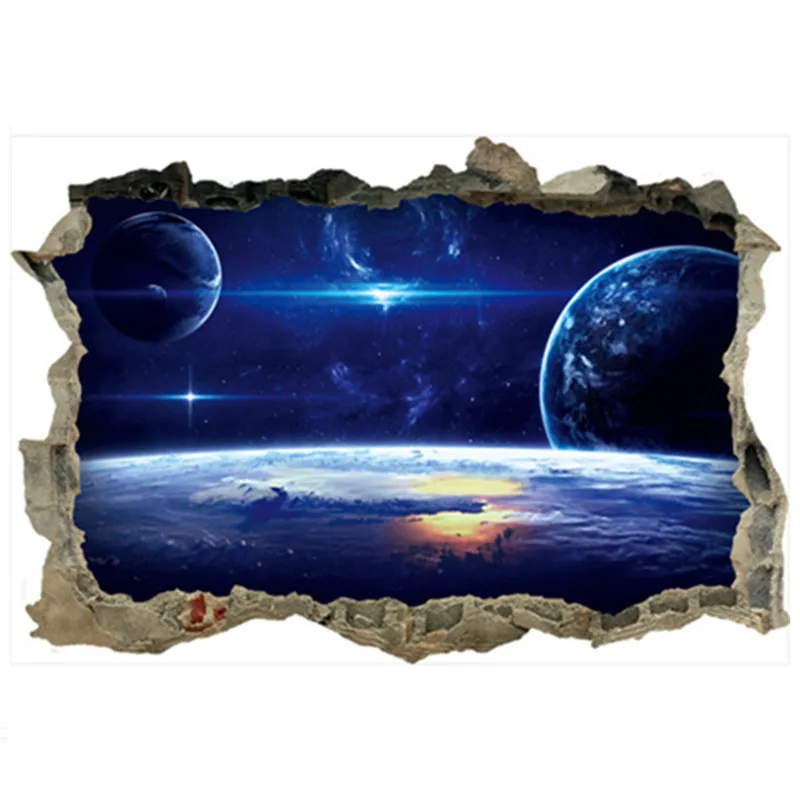 Звёздное чудеса 3d поврежденная стена Виниловые Настенные Стикеры для домашнего